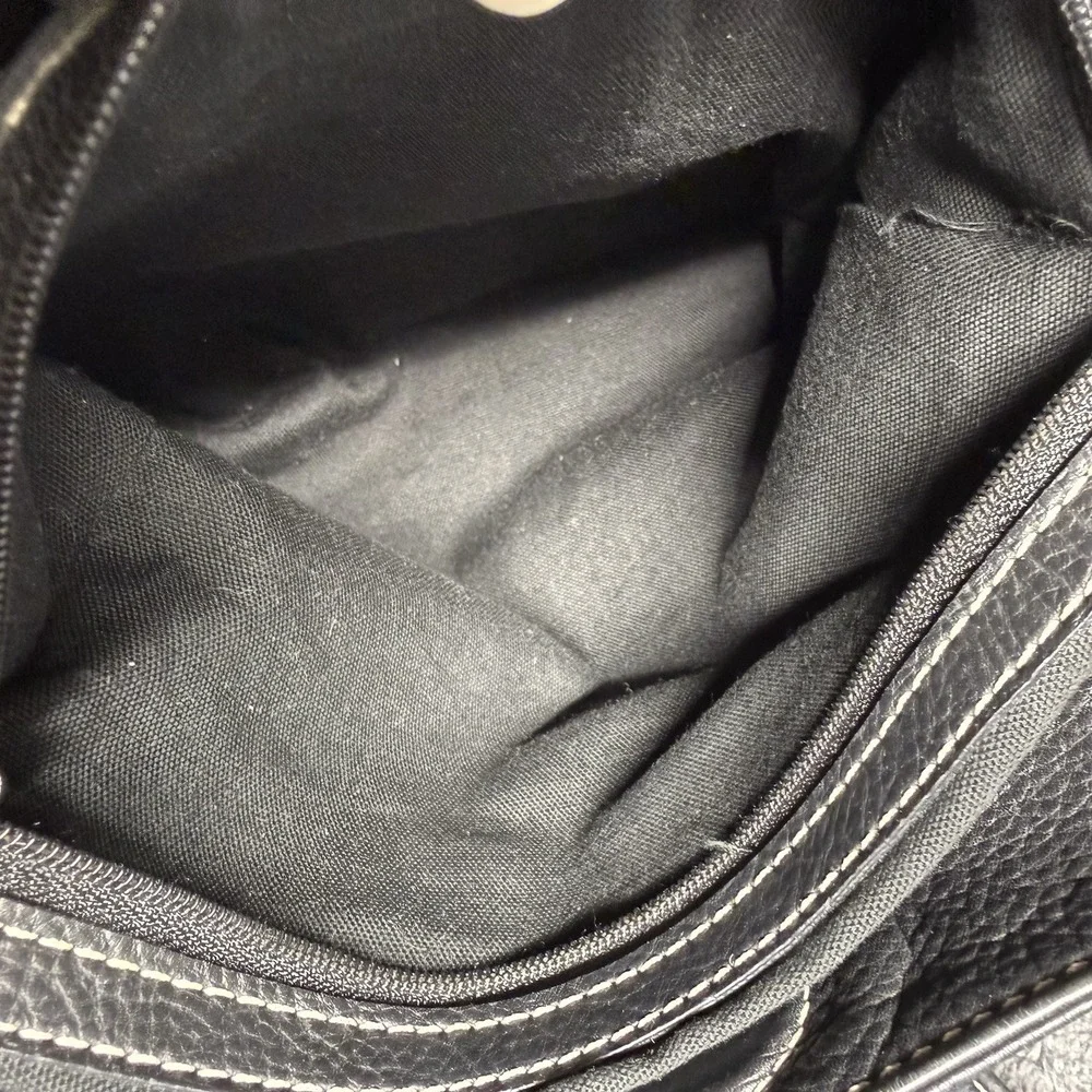 Tiganello Black Pebbled Leather Hobo‎ Shoulder Bag Tassel Handbag Purse